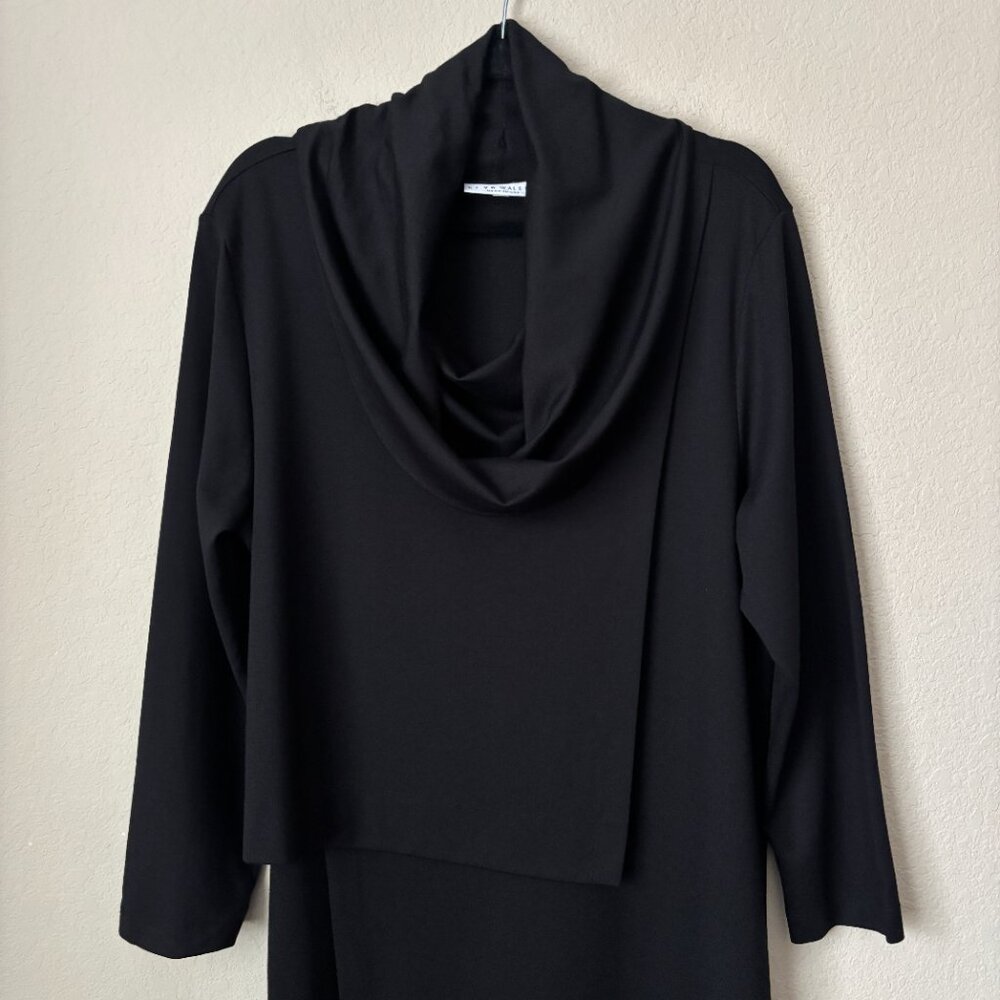 Bryn Walker Pita Modal Ponte Cowl Neck Long Sleeve Asymmetrical Front Peak Tunic - Picture 5 of 13